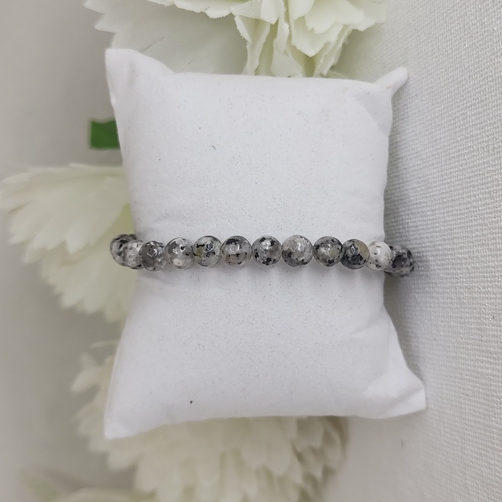 (6) Handmade sesame jasper beaded bracelets